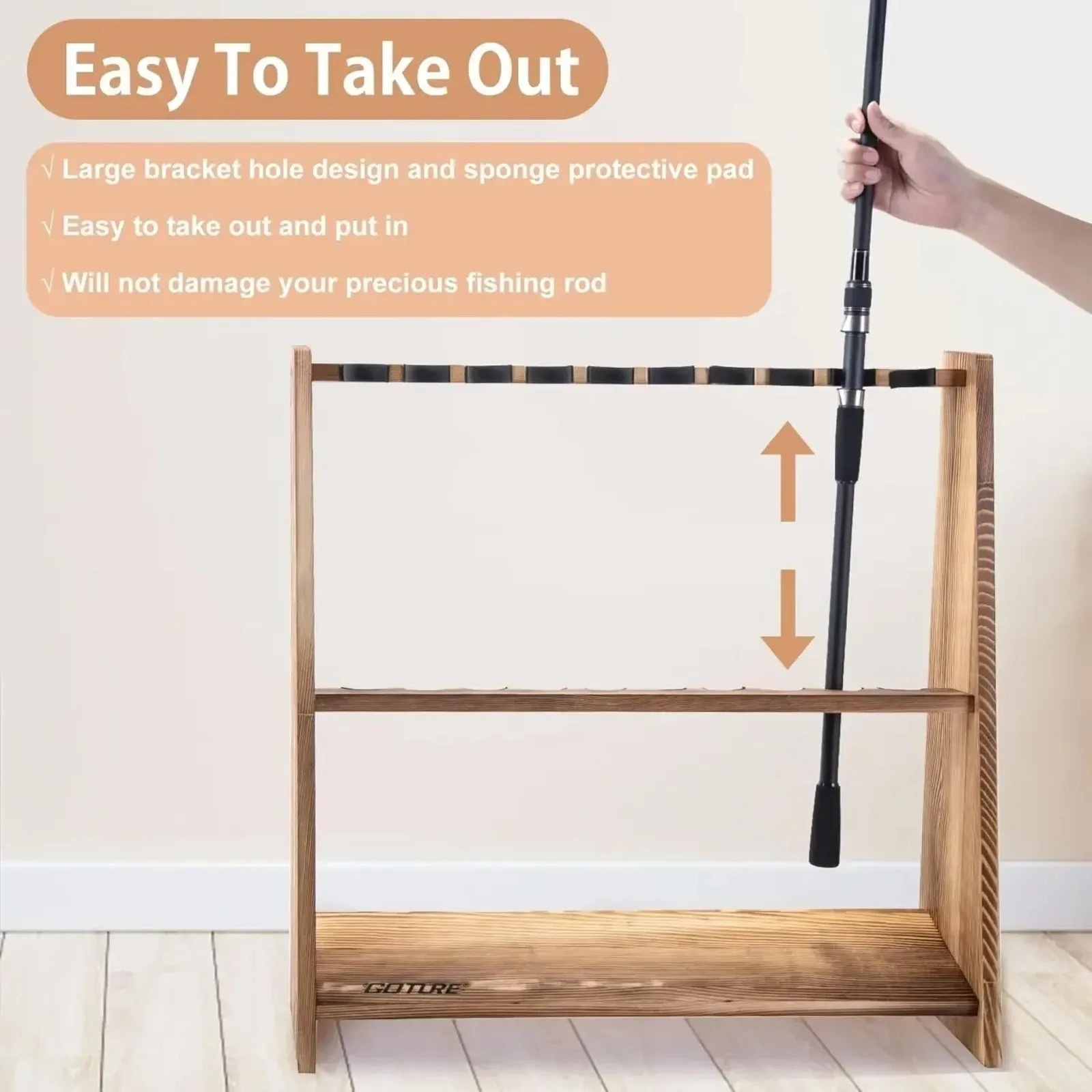 Goture 10 Slots Carbonized Pin - Fishing Rod Rack ulasan dan harga